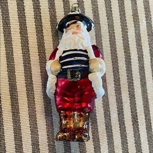 Nautical Pirate Santa Claus Ornament - Red and Gold